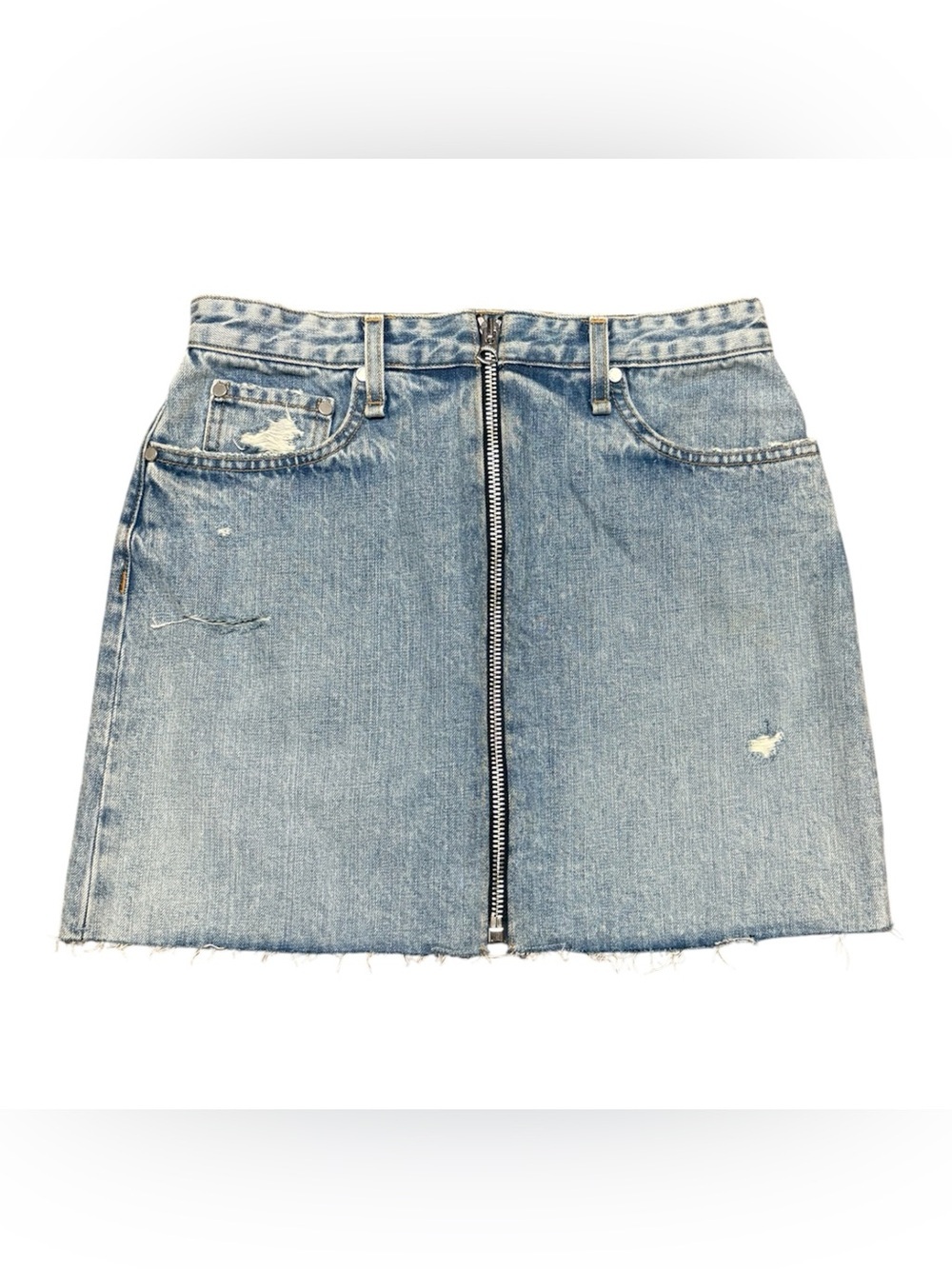 Rag & Bone “Anna” 100% Cotton Zip Front Denim Mini Skirt Size 27